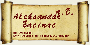 Aleksandar Baćinac vizit kartica